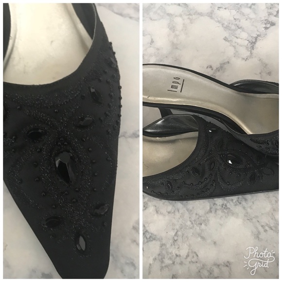 🙌IMPO Black Beaded Shimmering Slip-pjs Shoes - Picture 2 of 6